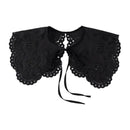 Royal Style Cotton Fake Collar Shawl Wrap Hollow Out Floral Lace Ruffled Trim Necklace Pointed Triangle Lapel Blouse