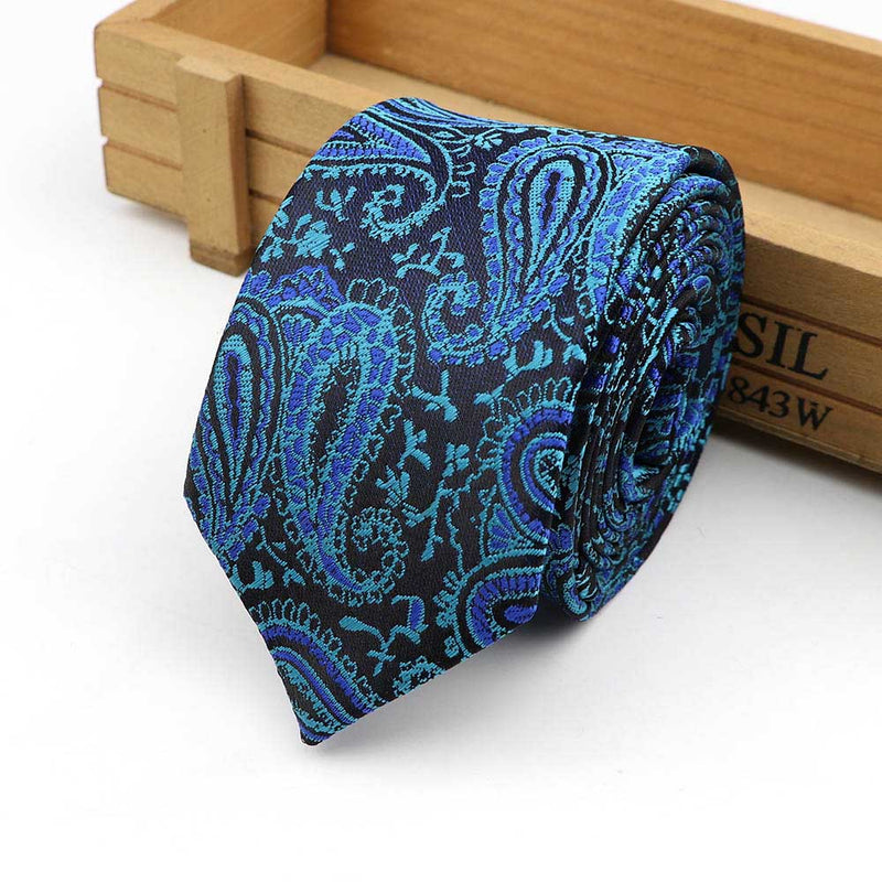 61 Colors Jacquard Striped Plaid Paisley Necktie 6cm Polyester Male Narrow Tie Skinny Tuxedo Suit Shirt Gift For Men Accessory