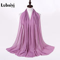 Muslim 2021 New Chiffon Hijab Scarf Women Solid Color Soft Long Shawls and Wraps Islamic Head Scarves Fashion turbante mujer