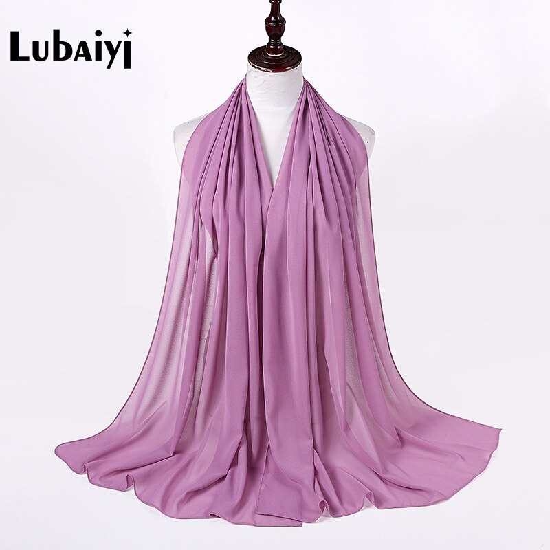 Muslim 2021 New Chiffon Hijab Scarf Women Solid Color Soft Long Shawls and Wraps Islamic Head Scarves Fashion turbante mujer