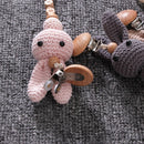 1pc Crochet Bunny Baby Pacifier Clip Chain BPA Free Wooden Beads Appease Soother Chain Clips Newborn Dummy Holder Nipple Clip