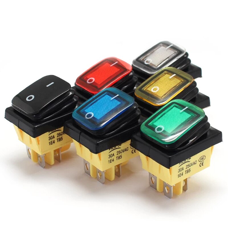 on off 30A/250V Heavy Duty 4 pin DPST IP67 Sealed Waterproof T85 Auto Boat Marine Toggle Rocker Switch with LED 12V 220V 30x22
