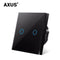 AXUS EU Touch Switch Power Led Panel Wall Light Switches Tempered Black White Crystal Glass 1/2/3 Gang Interruttore AC100-240V