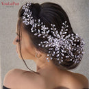 YouLaPan HP295 Flower Headwear Wedding Headband for Bride Crystal Pearls Women Tiara Bridal Headpieces Hair Jewelry Accessories