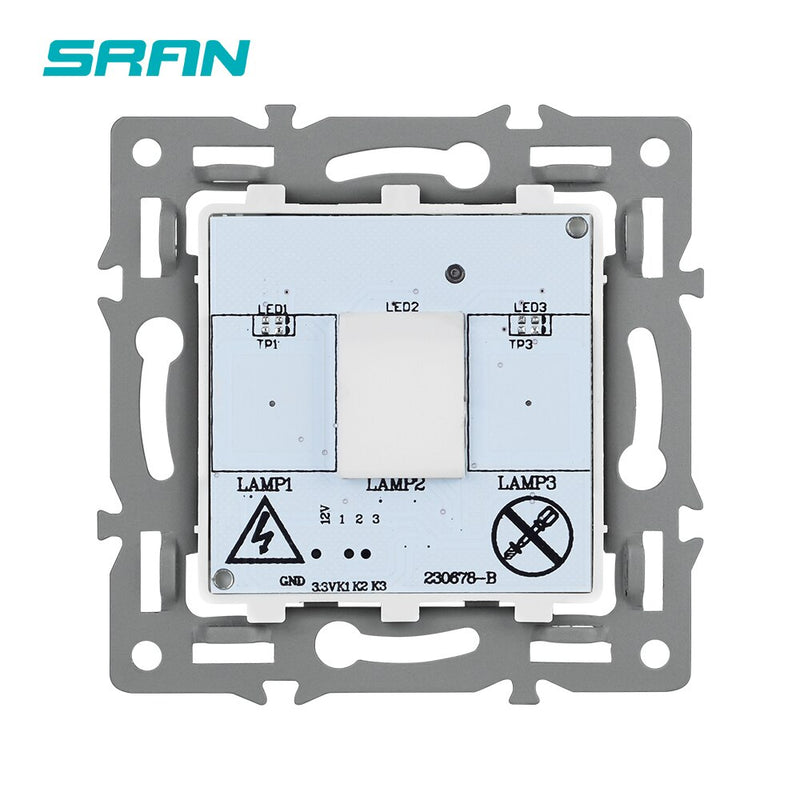 SRAN F6 Series White Crystal Tempered Glass Panel Light switch eu french wall socket usb tv rj45 rj11 Sensor switch Module DIY