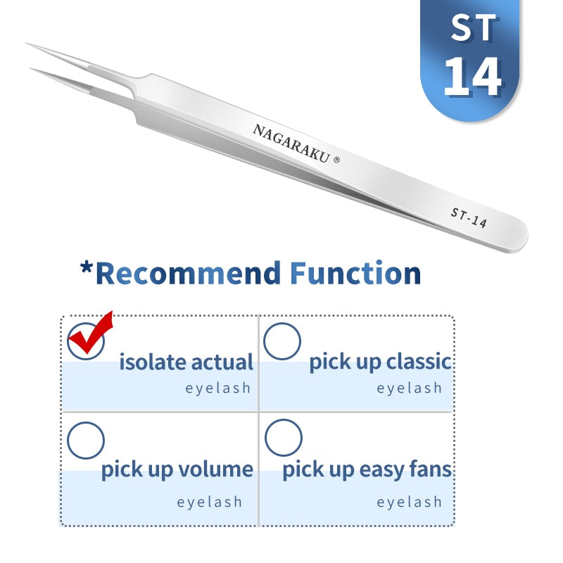 NAGARAKU Eyelash Extension Tweezers False Eyelashes Makeup Stainless Steel Professional Tweezer 3D Accurate Pincet