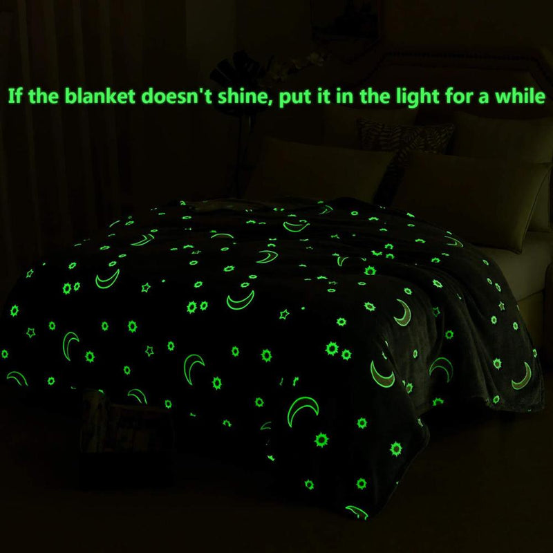 Magical Luminous Kids Blanket Soft Fluffy Flannel Star Moon Blanket Home Rug Children Bedding Fluorescent Quilt Christmas Gift