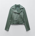 Spring and Autumn 2022 belt detachable epaulet motorcycle jacket leather jacket