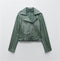 Spring and Autumn 2022 belt detachable epaulet motorcycle jacket leather jacket