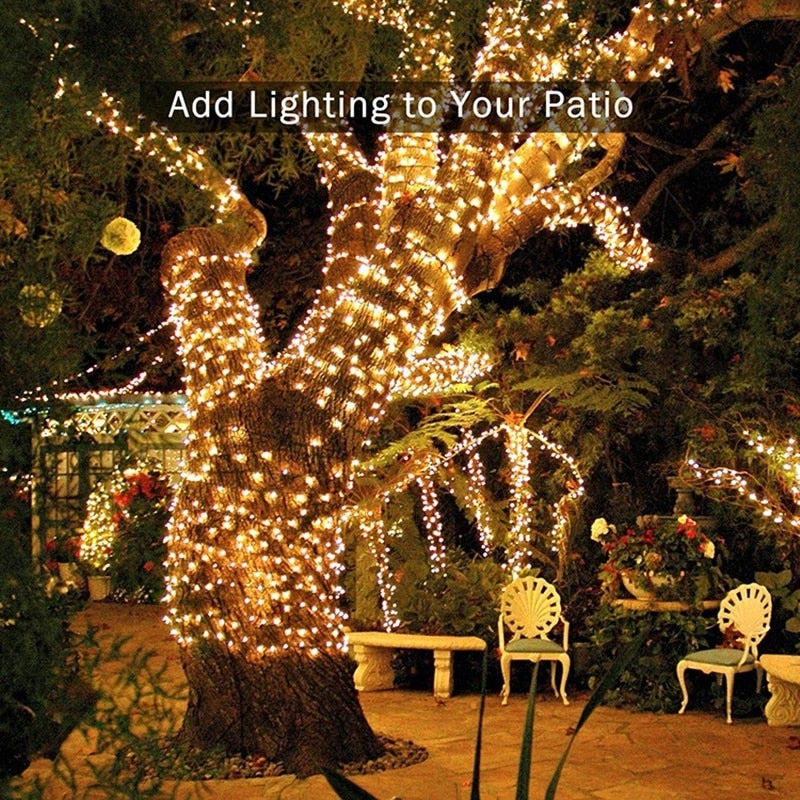 Solar Garden Festoon String Lights Outdoor Waterproof Street Fairy Garland New Year Party Christmas Backyards Decoration Lamp