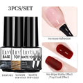 LILYCUTE 3 PCS Gel Nail Polish Set Nude Pink Glitter Sequins Matte Effect Gel Long Lasting Base Top Coat Nail Art Design Hybrid