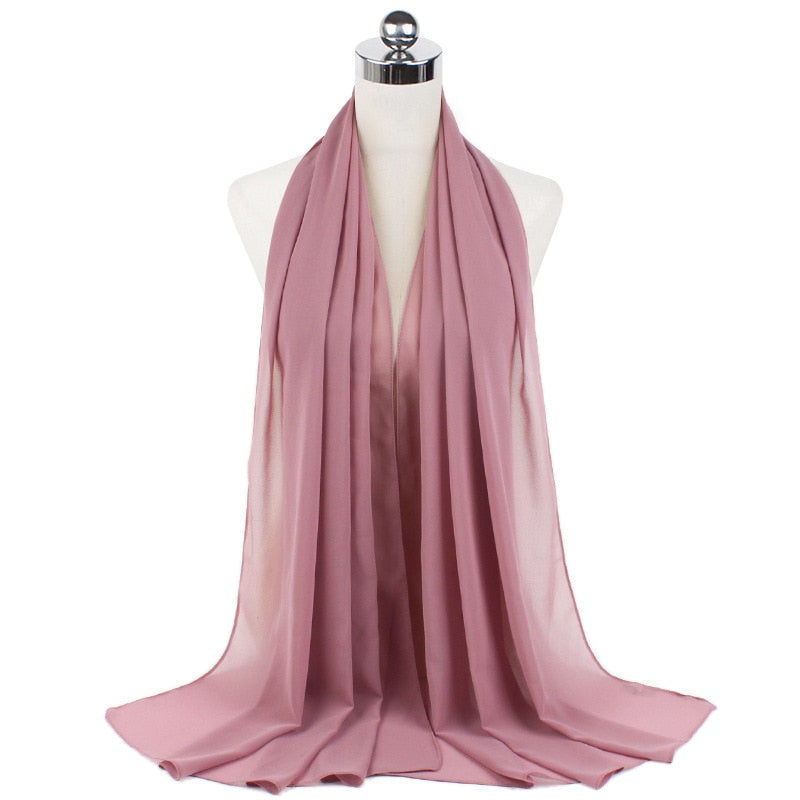 Muslim new Bubble Chiffon Hijab Scarf Women Solid Color Soft Long Shawls and Wraps Georgette Islamic Head Scarves Ladies Hijabs