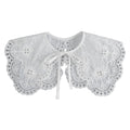 Royal Style Cotton Fake Collar Shawl Wrap Hollow Out Floral Lace Ruffled Trim Necklace Pointed Triangle Lapel Blouse