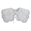 Royal Style Cotton Fake Collar Shawl Wrap Hollow Out Floral Lace Ruffled Trim Necklace Pointed Triangle Lapel Blouse