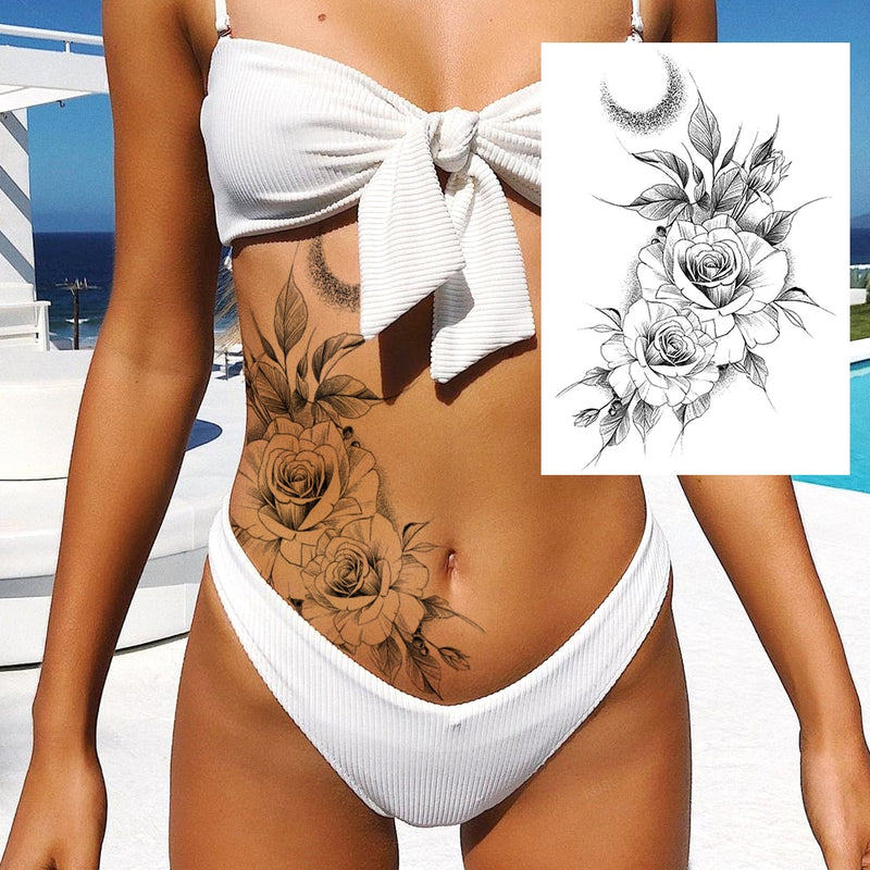 Sexy Flower Temporary Tattoos For Women Body Art Painting Arm Legs Tat
