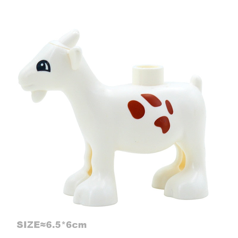 Big Size Building Blocks Cat Dog Pig Rabbit Model Accessories Compatible Bricks Farm Animals Set Assemble Education Toys For Kid