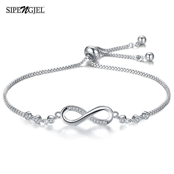 SIPENGJEL Fashion Stainless Steel Endless Love Infinity Chain Bracelets On Hand Adjustable Bracelets For Woman Party Jewelry