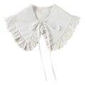 Royal Style Cotton Fake Collar Shawl Wrap Hollow Out Floral Lace Ruffled Trim Necklace Pointed Triangle Lapel Blouse