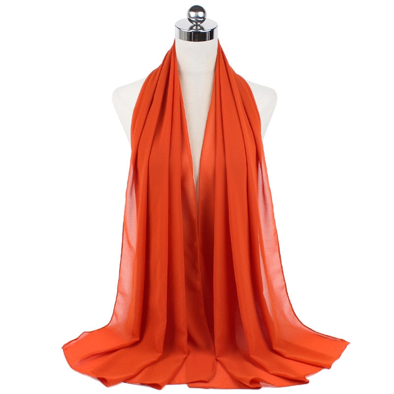 Muslim new Bubble Chiffon Hijab Scarf Women Solid Color Soft Long Shawls and Wraps Georgette Islamic Head Scarves Ladies Hijabs