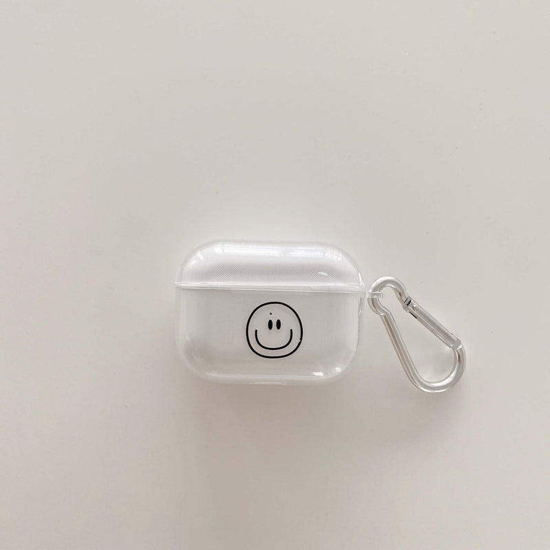 Round smiley black and white soft silicone earphone case headphone shell for apple airpod 1/2 cases for airpods 3 pro capa funda