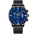 2022 Men&#39;s Fashion Business Calendar Watches Men Luxury Blue Stainless Steel Mesh Belt Analog Quartz Watch relogio masculino