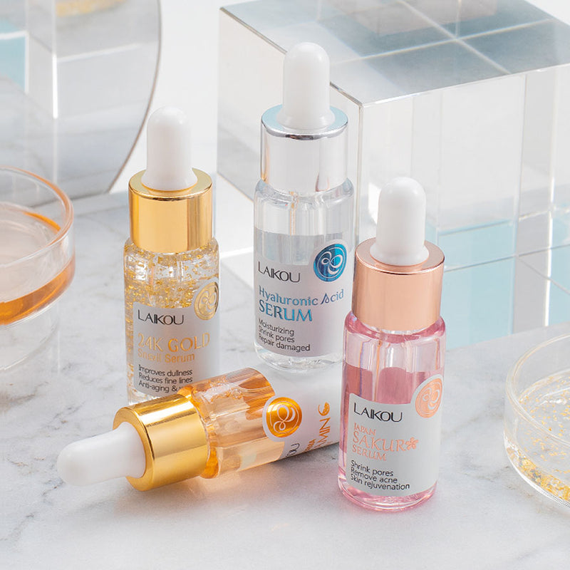 LAIKOU Serum Japan Sakura Essence Anti-Aging Hyaluronic Acid Pure 24K Gold Whitening Vitamin C Anti Wrinkle Face Serum Care Skin