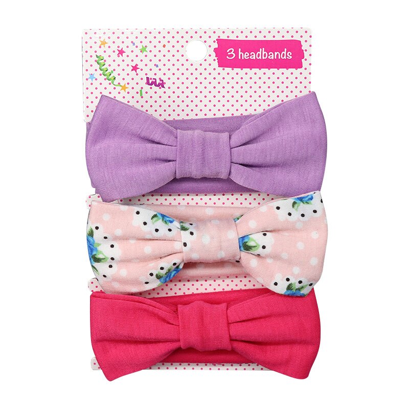 3Pcs/set Baby Headband Floral Solid Color Dot Printed Pink Bows Newborn Baby Girl Headband Hair Accessories Girls Turban