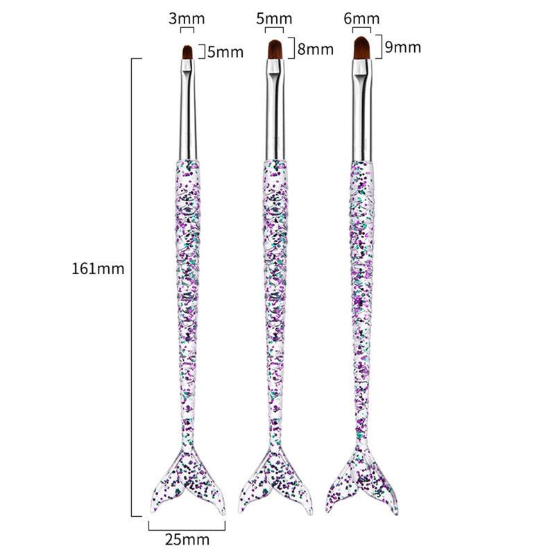 3Pcs Acrylic French Stripe Nail Art Liner Brush Set 3D Tips Manicure Ultra-thin Line Drawing Pen UV Gel Brushes Painting Tools