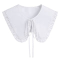 Royal Style Cotton Fake Collar Shawl Wrap Hollow Out Floral Lace Ruffled Trim Necklace Pointed Triangle Lapel Blouse