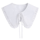 Royal Style Cotton Fake Collar Shawl Wrap Hollow Out Floral Lace Ruffled Trim Necklace Pointed Triangle Lapel Blouse
