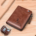 2021 Fashion Men&#39;s Coin Purse Wallet RFID Blocking Man Leather Wallet Zipper Business Card Holder ID Money Bag Wallet Male