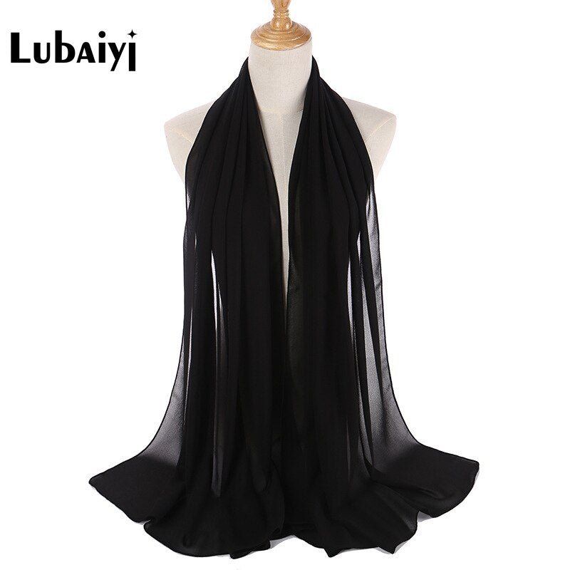 Muslim 2021 New Chiffon Hijab Scarf Women Solid Color Soft Long Shawls and Wraps Islamic Head Scarves Fashion turbante mujer