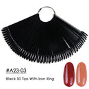 Clear Nature Black False Tips For Nail Art Display Oval Fan Style Nail Swatch Polish Stand Tips Practice Manicure Tools BEA23-2