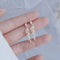 JUWANG Luxury Plated 14K Real Gold Leaves Earring Delicate Micro Inlaid Cubic Zircon CZ Stud Earrings Wedding Jewelry Pendant