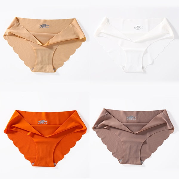 4 PCS/Lot Seamless Panties For Women Plain Panties Slip Silk Female Underwear Soft Thin Light Panti Culotte Femme Underpants