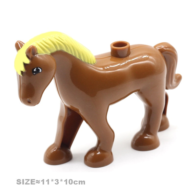 Big Size Building Blocks Cat Dog Pig Rabbit Model Accessories Compatible Bricks Farm Animals Set Assemble Education Toys For Kid