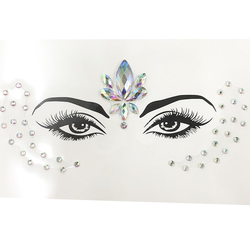 3D Sexy  face tattoo stickers Temporary tattoos  glitter fake tattoo  rhinestones for woman  Party face Jewels tatoo