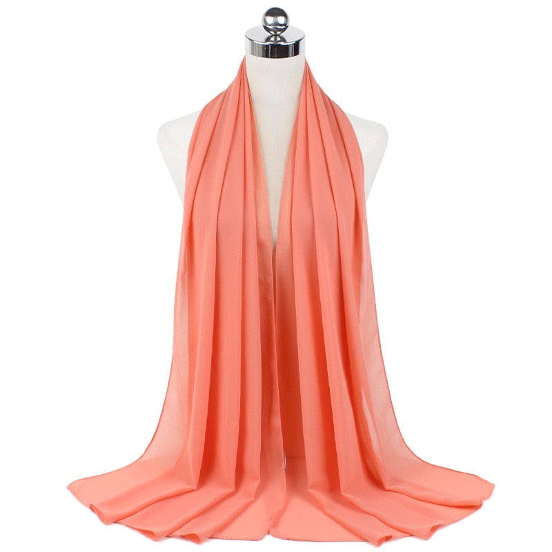 Muslim new Bubble Chiffon Hijab Scarf Women Solid Color Soft Long Shawls and Wraps Georgette Islamic Head Scarves Ladies Hijabs