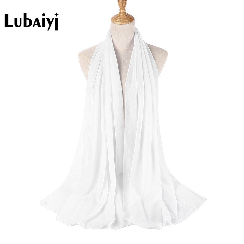 Muslim 2021 New Chiffon Hijab Scarf Women Solid Color Soft Long Shawls and Wraps Islamic Head Scarves Fashion turbante mujer