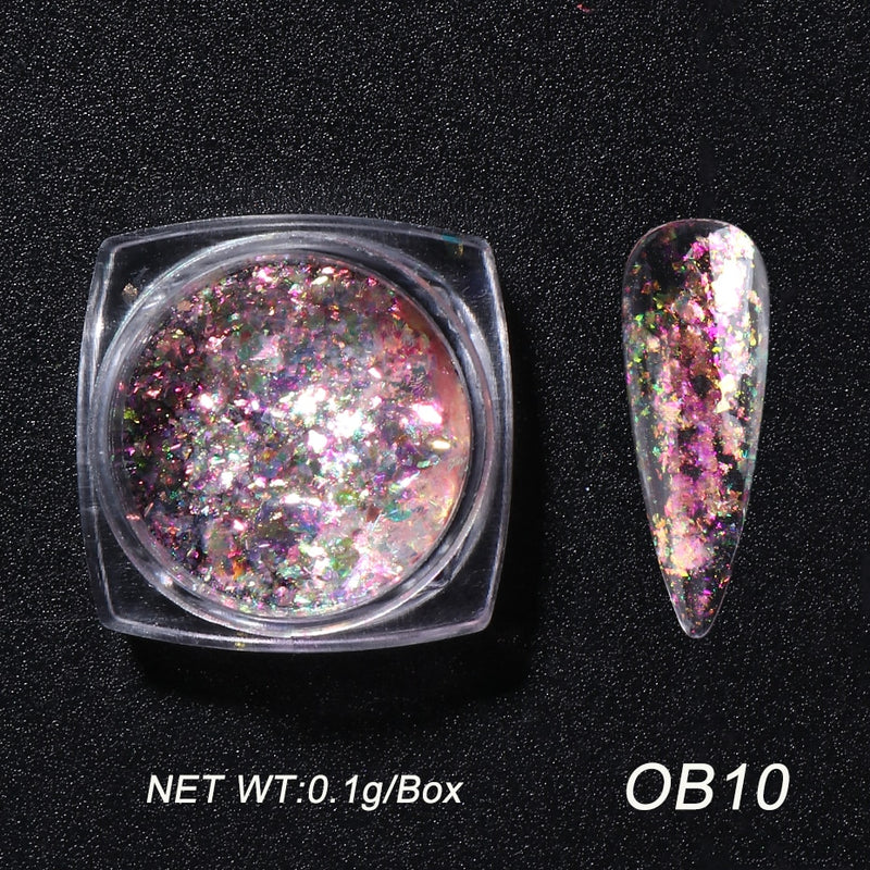Crystal Fire Opal Flakes Nail Sequins Purple Holographic Glitter DIY Chrome Powder for Spring Nails Manicure Paillettes GL1857