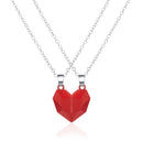 2Pcs/Lot Magnetic Couple Necklace Friendship Heart Pendant Distance Faceted Charm Necklace Women Valentine&