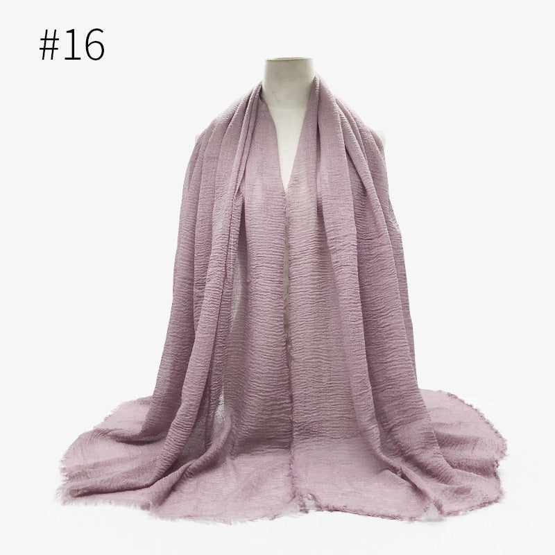 180X95CM Women Classic Muslim Crinkle Hijab Scarf Soft Cotton Head Scarves Turban Shawls Wraps Islamic Headband Femme Musulman