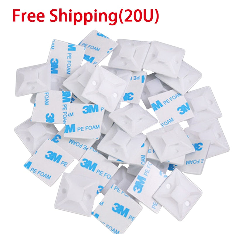 100PCS Cable Tie Bases Mount 3M Glue Wire Removable Self Adhesive Wall Holder Car Fixing Seat Clamps Suction Positioning Sucker