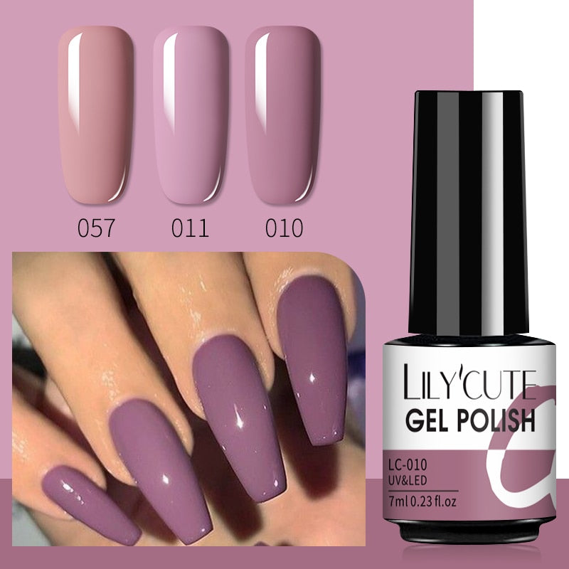 LILYCUTE 3 PCS Gel Nail Polish Set Nude Pink Glitter Sequins Matte Effect Gel Long Lasting Base Top Coat Nail Art Design Hybrid