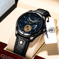 Swiss Brand POEDAGAR Men Watch Fashion Top Luxury Sport Men&#39;s Wristwatch Waterproof Luminous Leather Date Quartz Watches Man Box