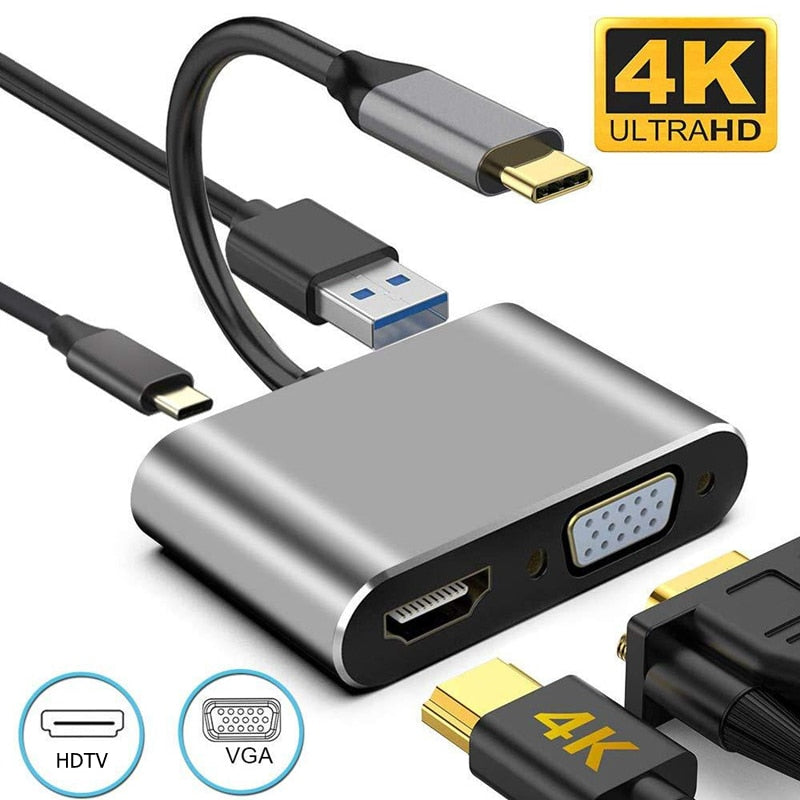 Rankman Type-C to 4K HDMI-compatible VGA USB C 3.0 Hub Adapter for MacBook Nintendo Samsung S20 Dex Huawei P30 Dock Xiaomi 10 TV
