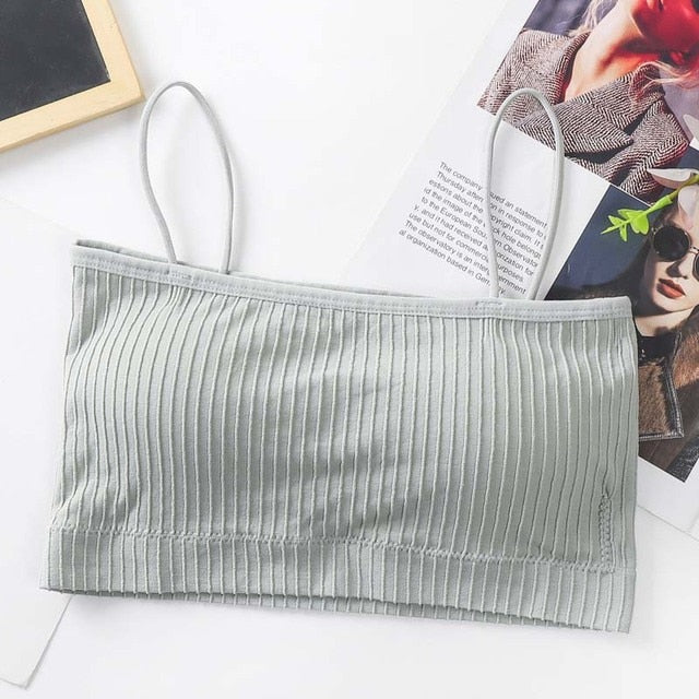 Fashion Women Sling Tube Top Sexy Bra Top Breathable Chest Pad Wearing Underwear Seamless Ice Silk Breast Wrap Lingerie Female