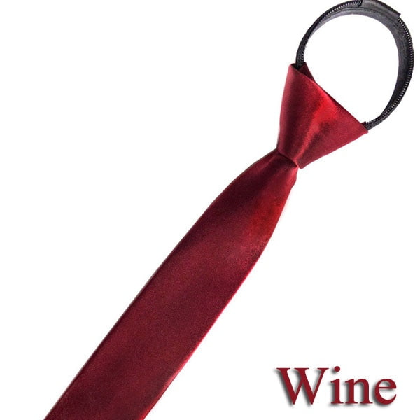 HUISHI Pre-tied Zipper Tie Neck Mens Skinny 5cm Zipper Neckties Red Black Blue Solid Color Slim Narrow Entertainment Party