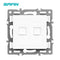 SRAN F6 Series White Crystal Tempered Glass Panel Light switch eu french wall socket usb tv rj45 rj11 Sensor switch Module DIY