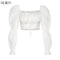 KLALIEN Spring Summer Fashion Elegant French Romantic Floral Puff Sleeve Square Collar Women Blouses New White Chiffon Shirt